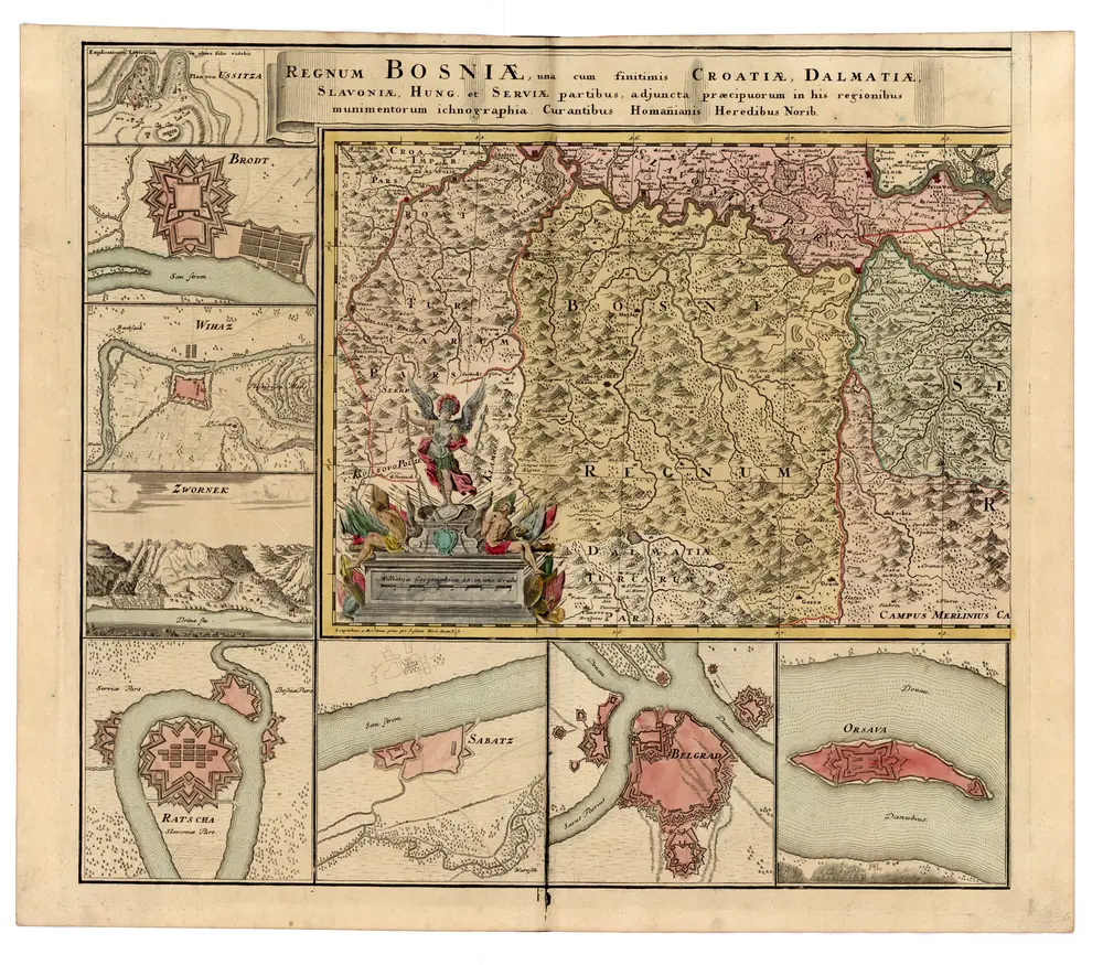 Regnum Bosniae, una cum finitimis Croatiae, Dalmatiae, Slavoniae, Hung. et Serviae partibus, adiuncta praecipuorum in his regionibus munimentorum ichnographia