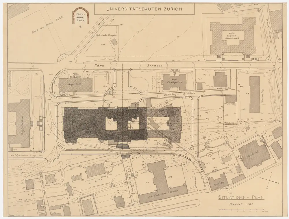 Zürich: Neubau der Universität; Projekt Hohe Schule; Situationsplan