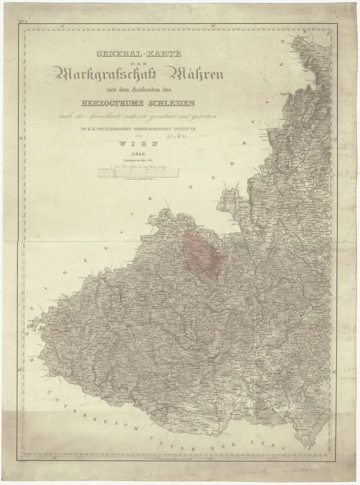 General-Karte der Markgrafschaft Mähren mit den Antheilen des Herzogthums Schlesien