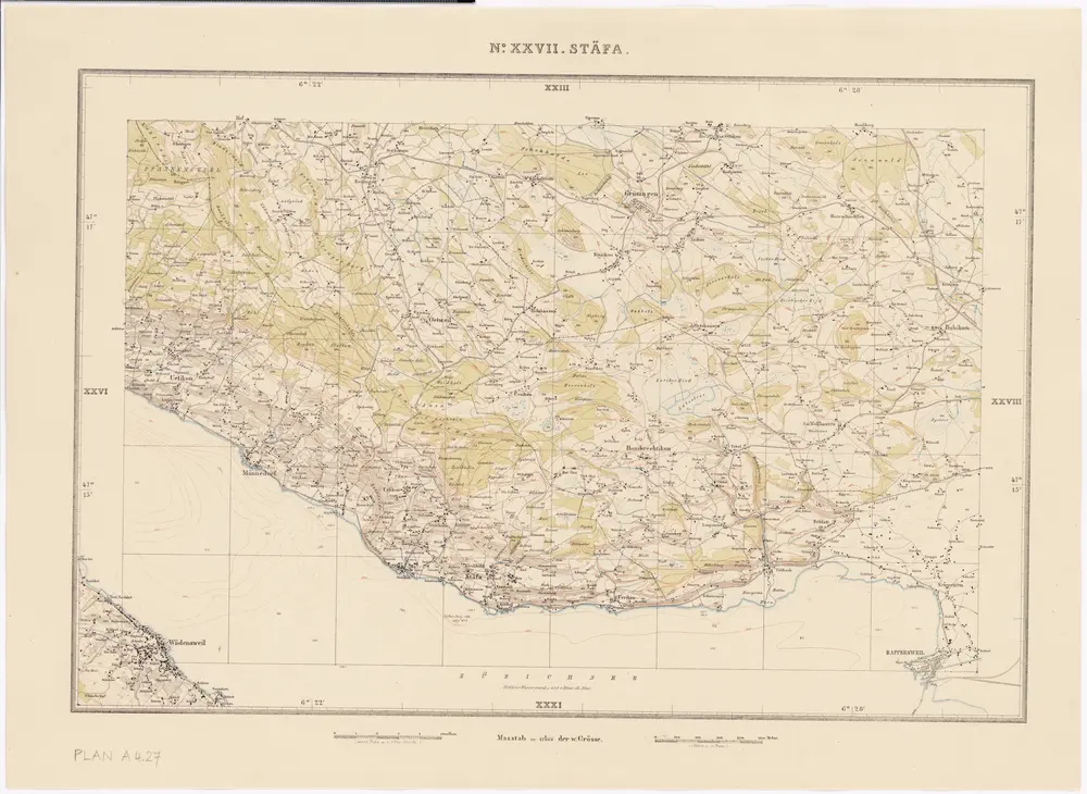 Topographische Karte des Kantons Zürich (Wild-Karte): Blatt XXVII: Stäfa