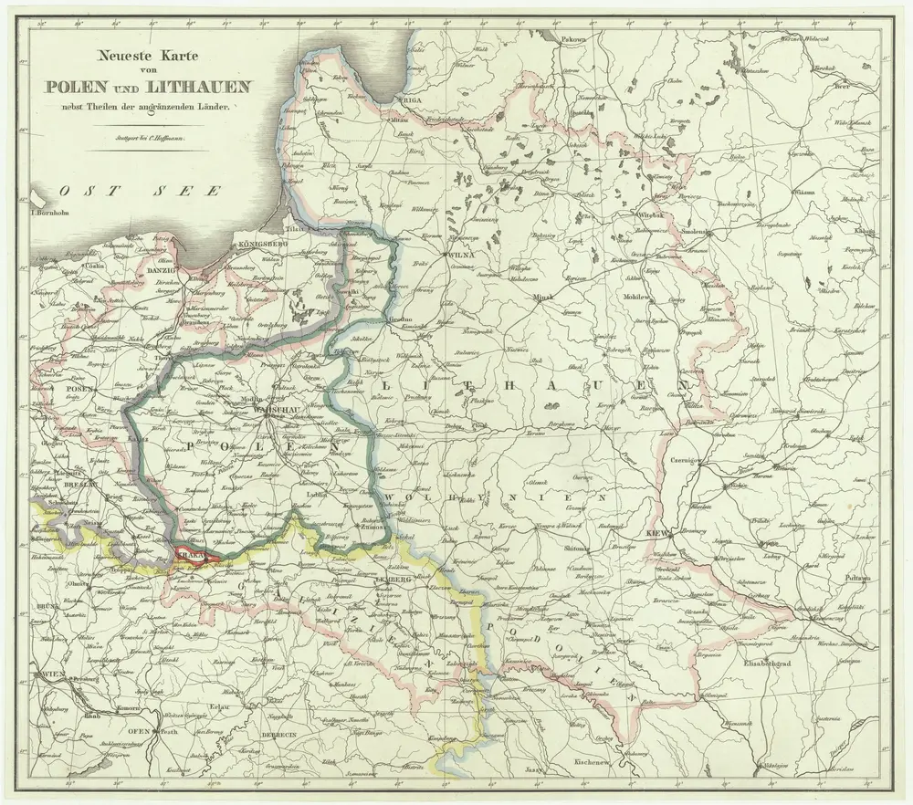 Neueste karte von Polen und Lithauen nebst Theilen der angränzenden Länder