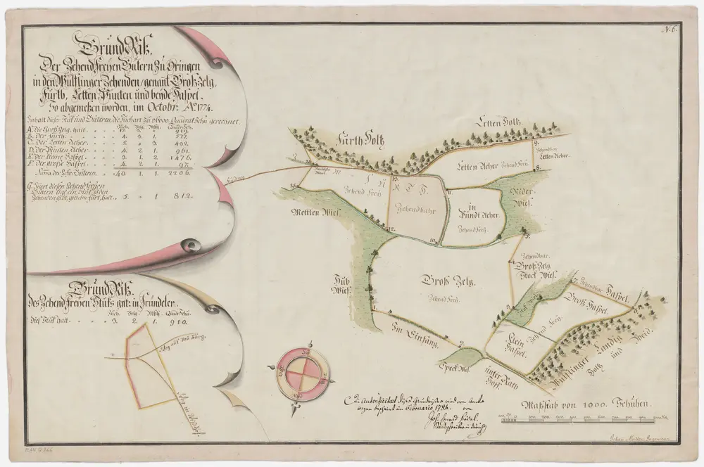 Seuzach: Zehntenfreie Güter Grosszelg, Furt, Letten, Pünten und Haspel in Ohringen im Zehntenbezirk Wülflingen sowie zehntenfreies Gut im Fründeler; Grundrisse