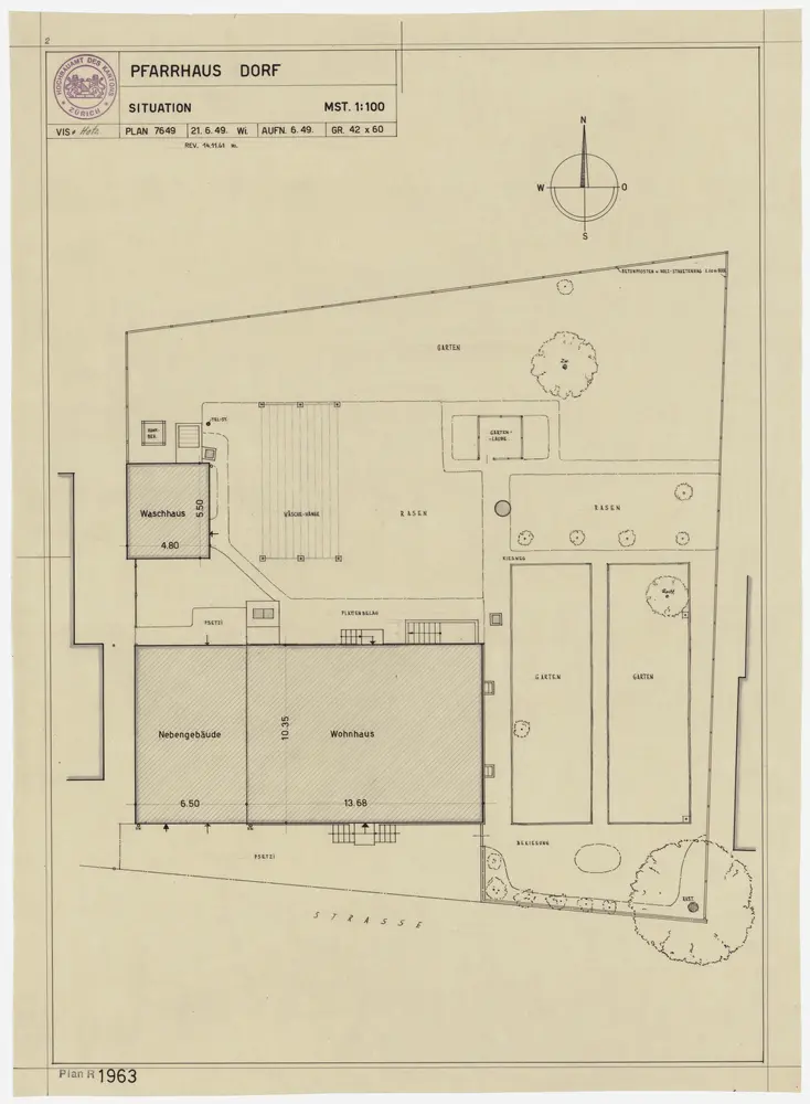 Dorf: Pfarrhaus und Umgebung; Grundriss