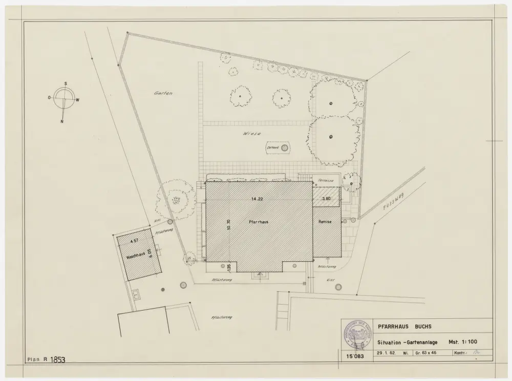 Buchs: Pfarrhaus und Umgebung; Grundriss