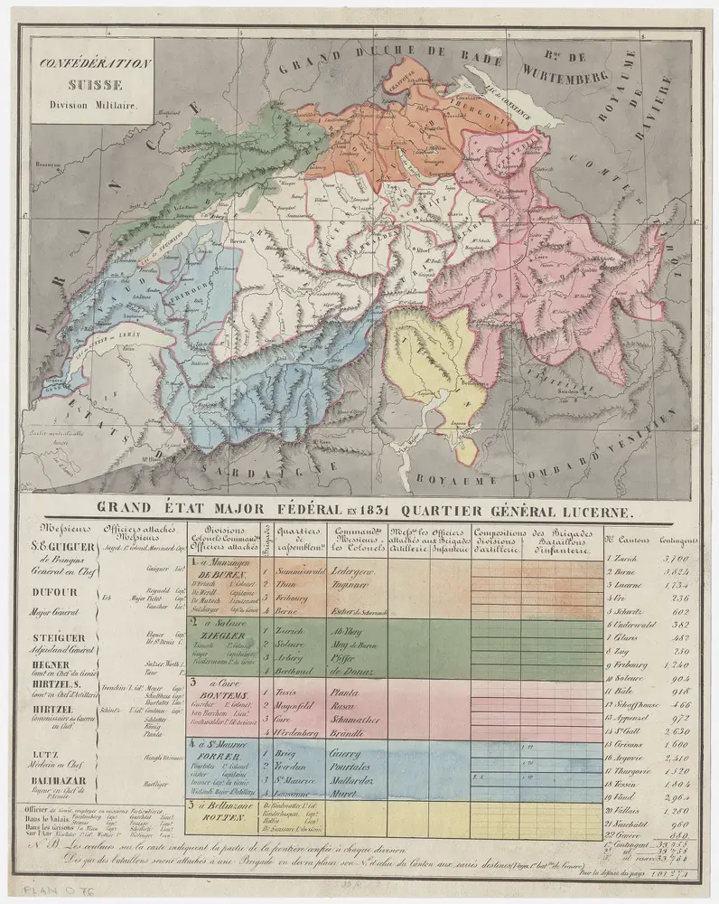 Karte der Militärkreise der Schweiz