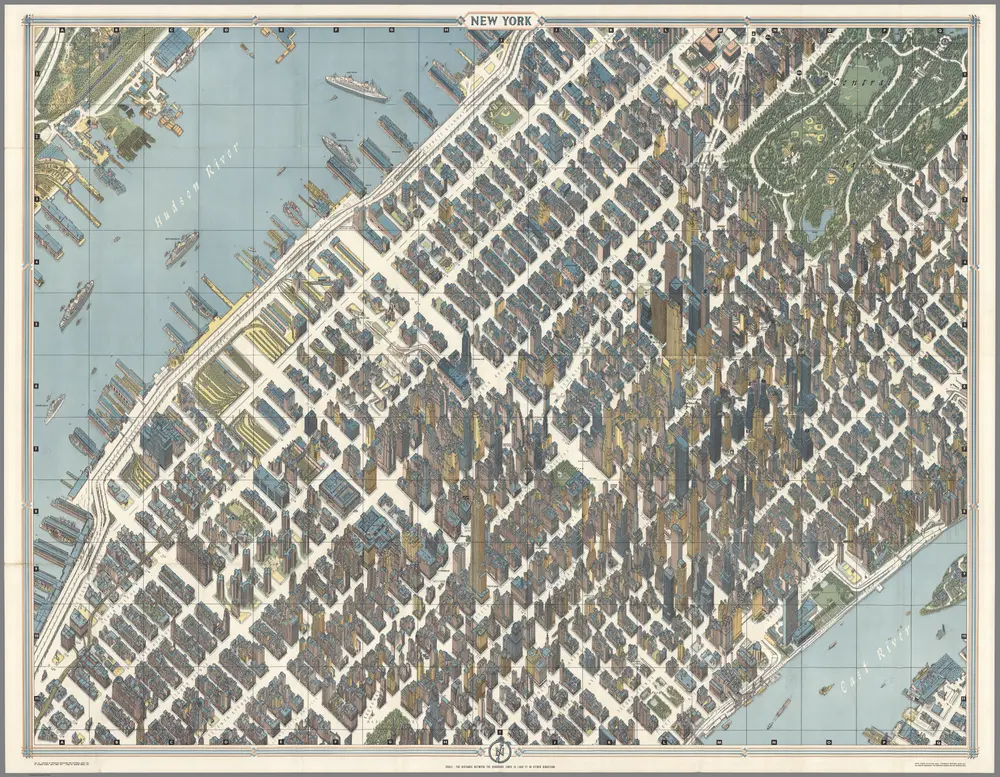 New York City Picture Map - a 3-D Map of Mid-town Manhattan.