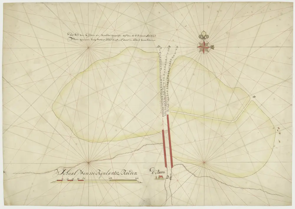 Kaart met peilingen in de rivier van Batavia