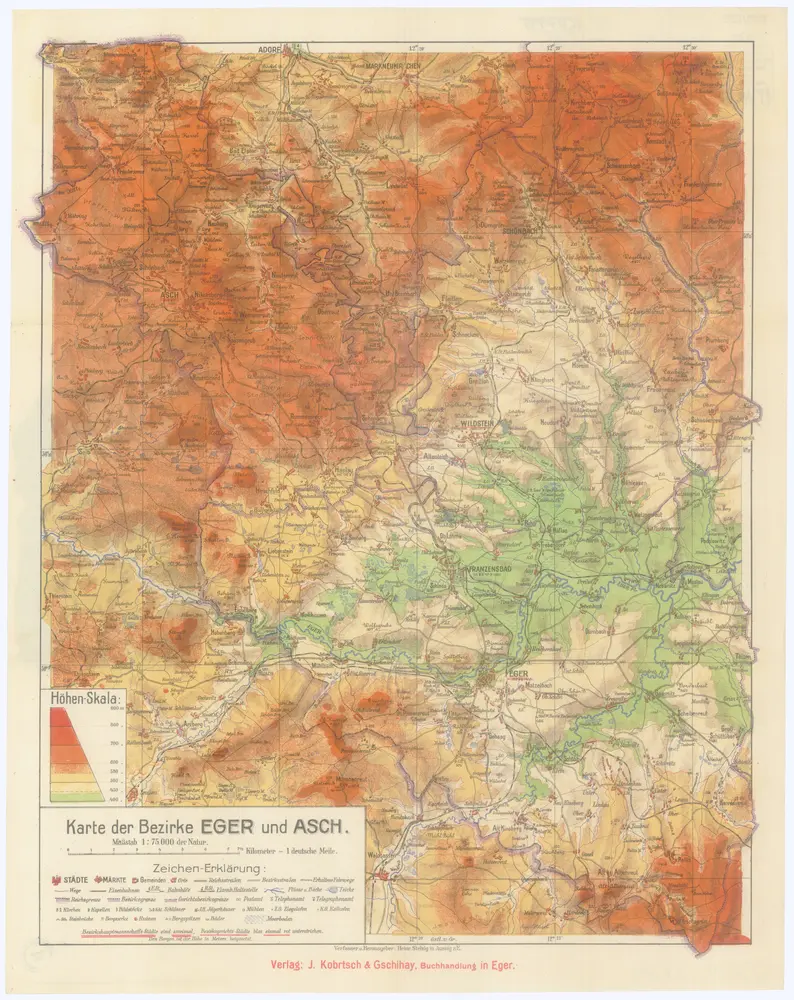 Karte der Bezirke Eger und Asch