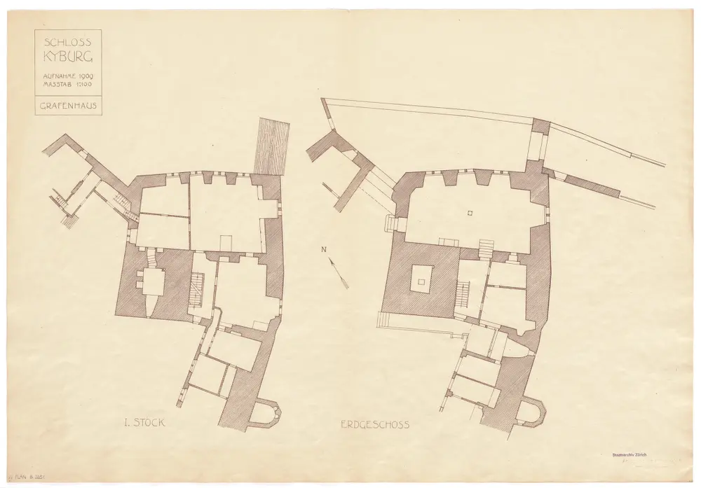 Kyburg: Schloss, Grafenhaus, Erdgeschoss und 1. Stock; Grundrisse