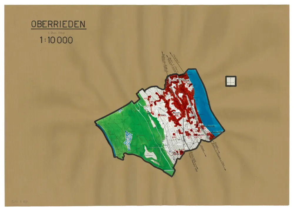 Oberrieden: Definition der Siedlungen für die eidgenössische Volkszählung am 01.12.1950; Siedlungskarte