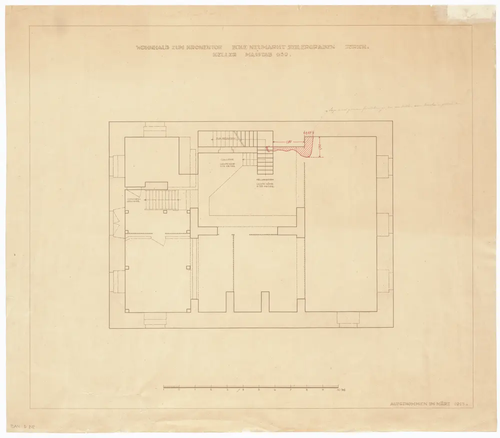 Wohnhaus zum Kronentor, Ecke Neumarkt und Seilergraben: Keller; Grundriss