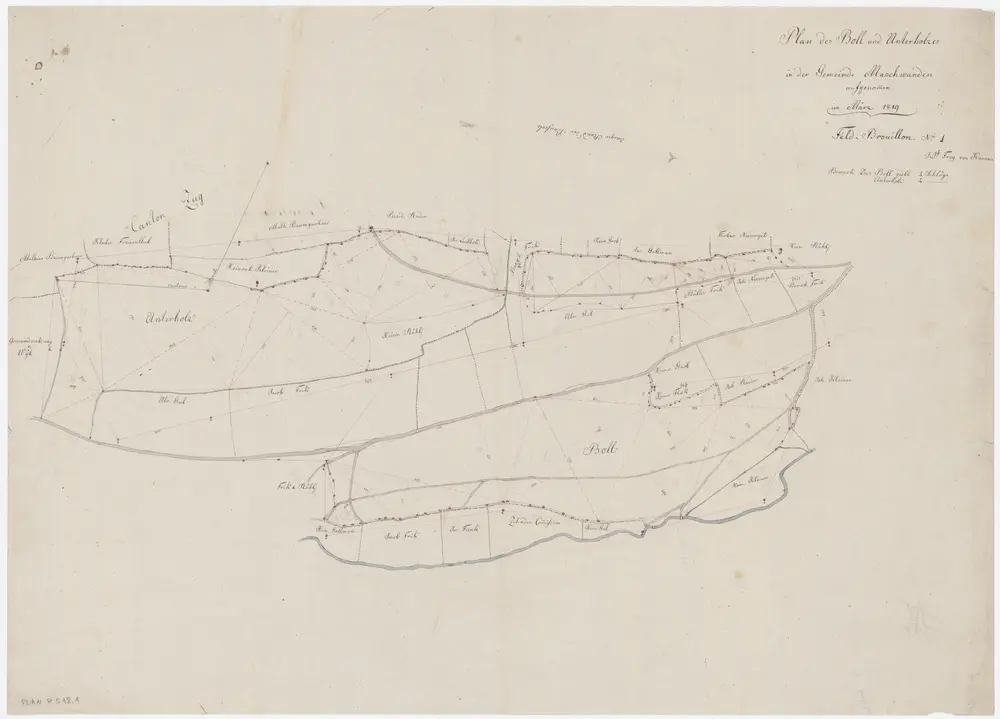 Maschwanden: Gemeinde- und Genossenschaftswaldungen: Gemeindewaldungen Boll, Unterholz; Grundriss (Nr. 1)
