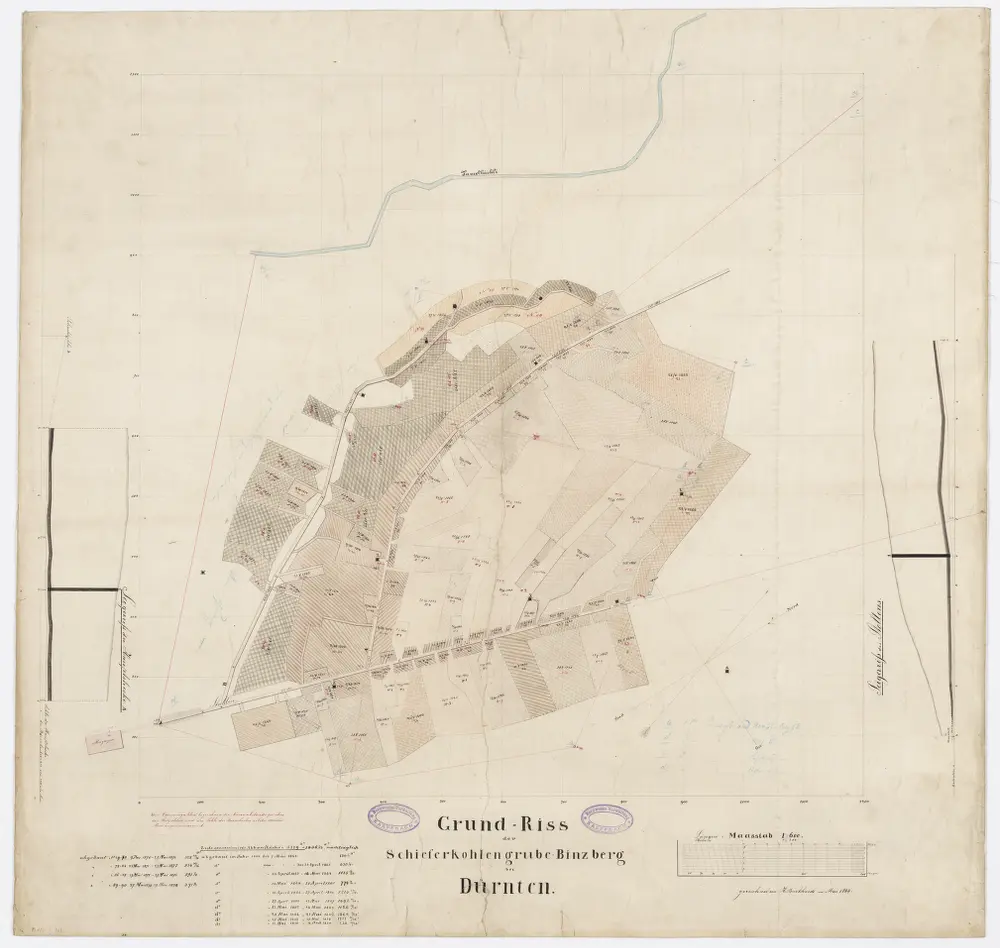 Dürnten: Schieferkohlegrube Binzberg; Grundriss und Seigerrisse