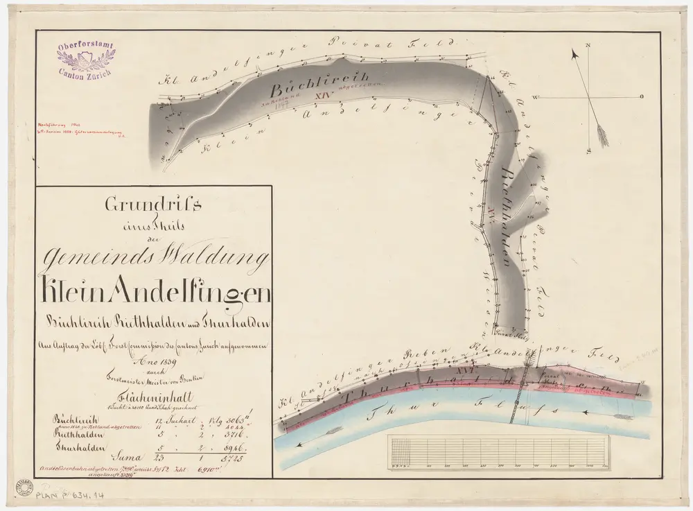 Kleinandelfingen: Gemeindewaldung: Büechlirein, Riethalden, Thurhalden; Grundriss