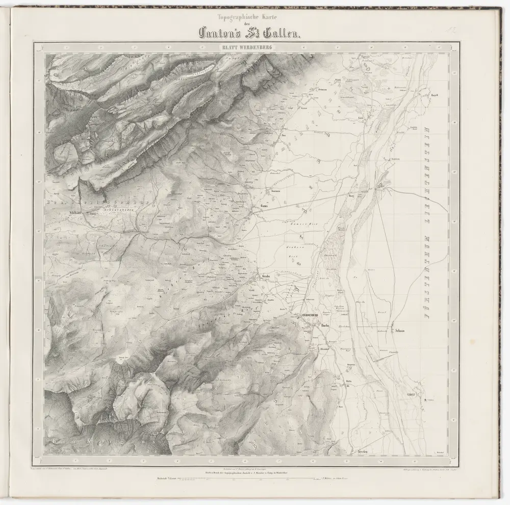 Topographische Karte des Kantons St. Gallen mit Einschluss des Kantons Appenzell (Eschmann-Karte): Blatt Werdenberg