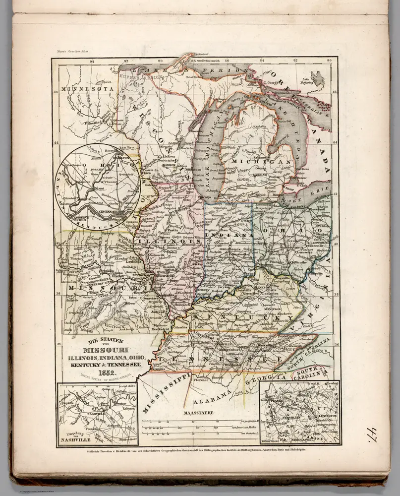 Die staaten von Missouri, Illinois, Indiana, Ohio,Kentucky & Tennessee