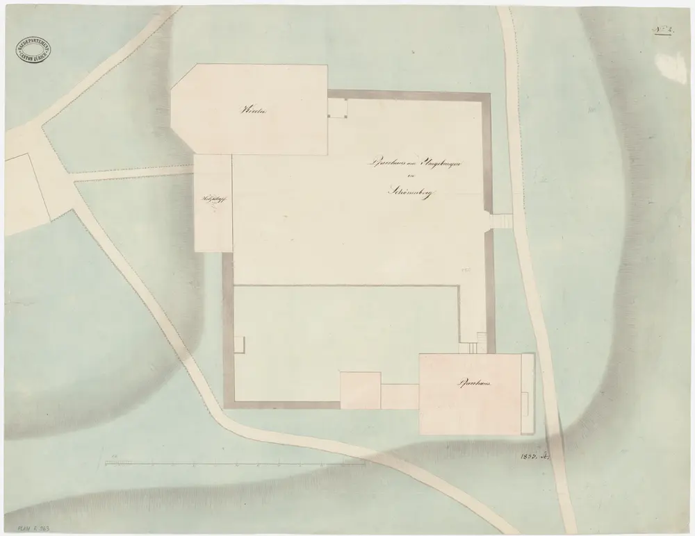 Schönenberg: Kirche, Pfarrhaus und Umgebung; Grundriss (Nr. 2)