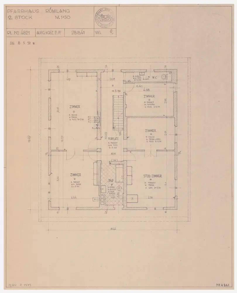 Rümlang: Pfarrhaus, 2. Stock; Grundriss