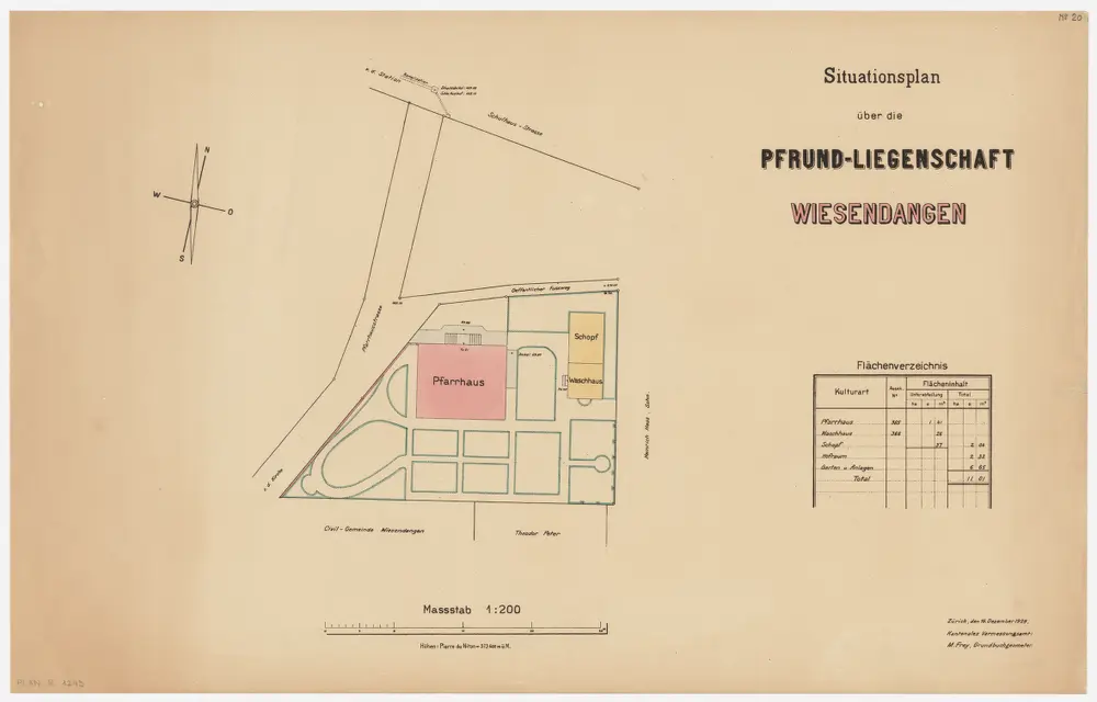 Wiesendangen: Pfrundliegenschaft mit Pfarrhaus und Umgebung; Grundriss (Nr. 20)