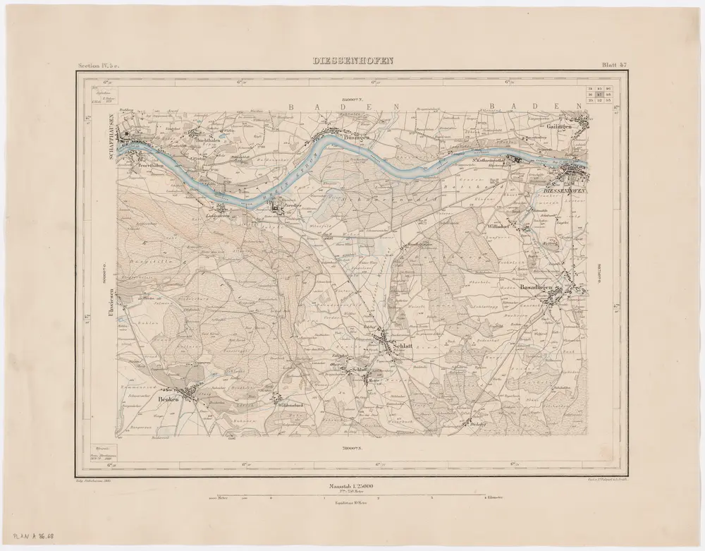 Topographischer Atlas der Schweiz (Siegfried-Karte): Den Kanton Zürich betreffende Blätter: Blatt 47: Diessenhofen