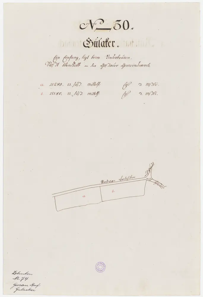 Nr. 30: Zehntengut Gulacker, bei Rinderbrunnen gelegen; Grundriss