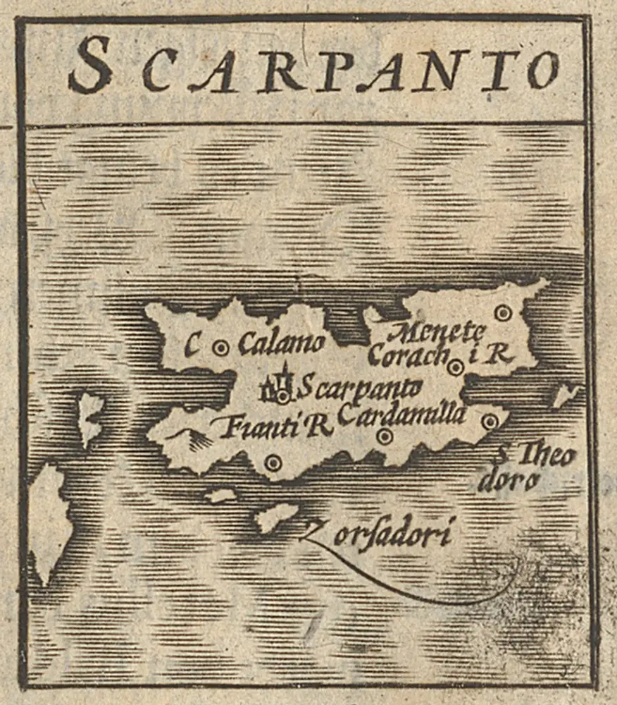 Scarpanto [Karte], in: [Atlas Minor], S. 594.