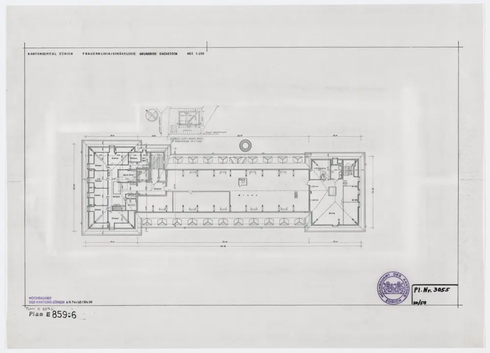 Zürich: Kantonsspital, Frauenklinik, Gynäkologische Abteilung; Grundrisse: Dachstock