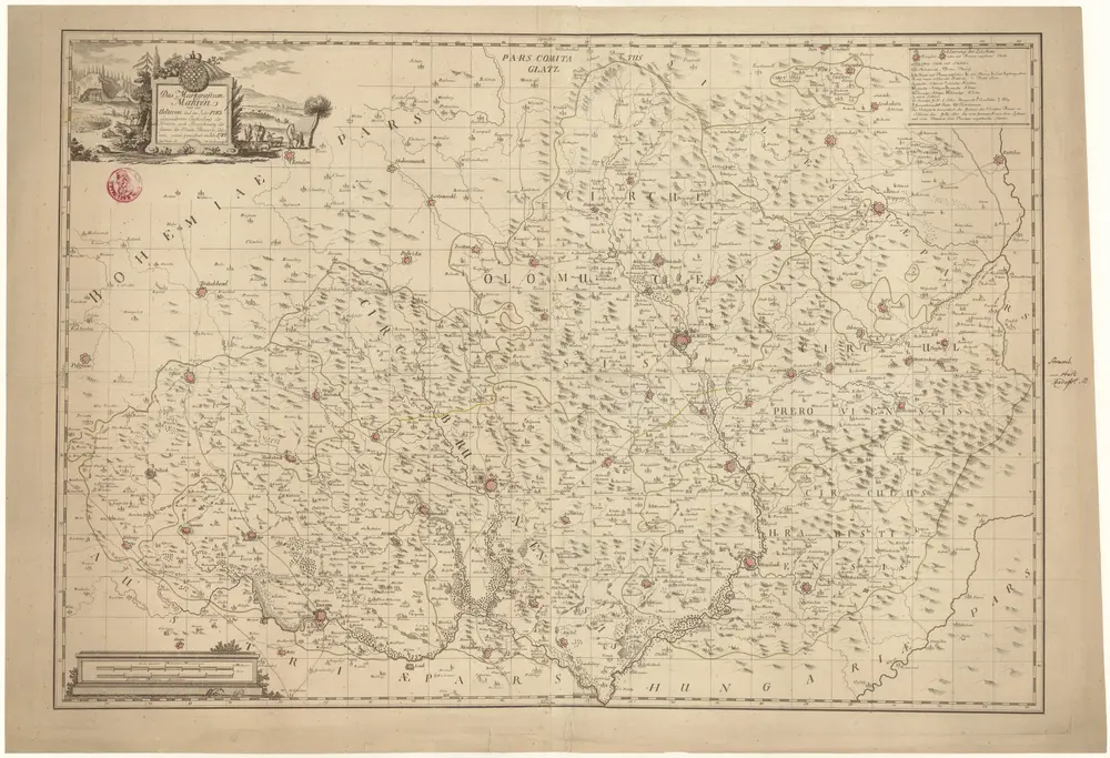 Das Markgraftum Maehren mit der Aelteren und im Jahr 1783 abgeaenderten Eintheilung der Kreisen, auch Bezeichnung der Granze der Olmütz Dioeces in Schlesien