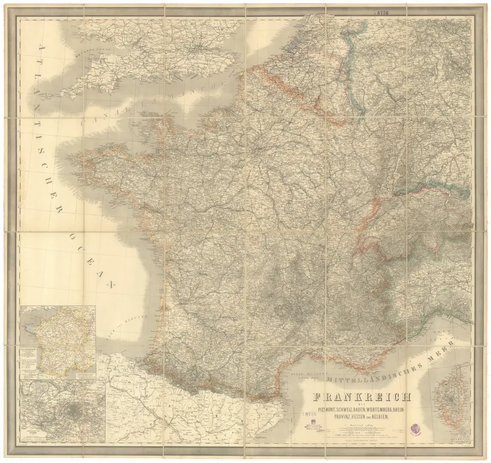 Frankreich mit Piemont, Schweiz, Baden, Württemberg, Rhein-Provinz, Hessen und Belgien