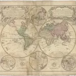 PLANIGLOBII TERRESTRIS Mappa Universalis Utrumq[ue] Hemisphaerium Orient. et Occidentale repraesentans