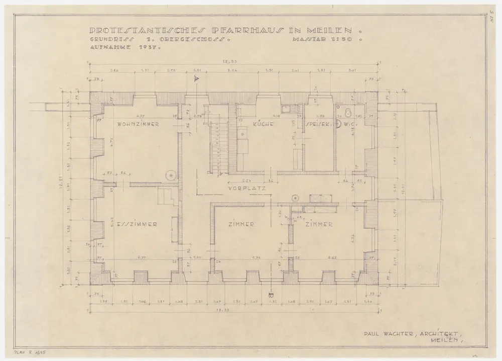 Meilen: Pfarrhaus, 1. Stock; Grundriss (Nr. 5)