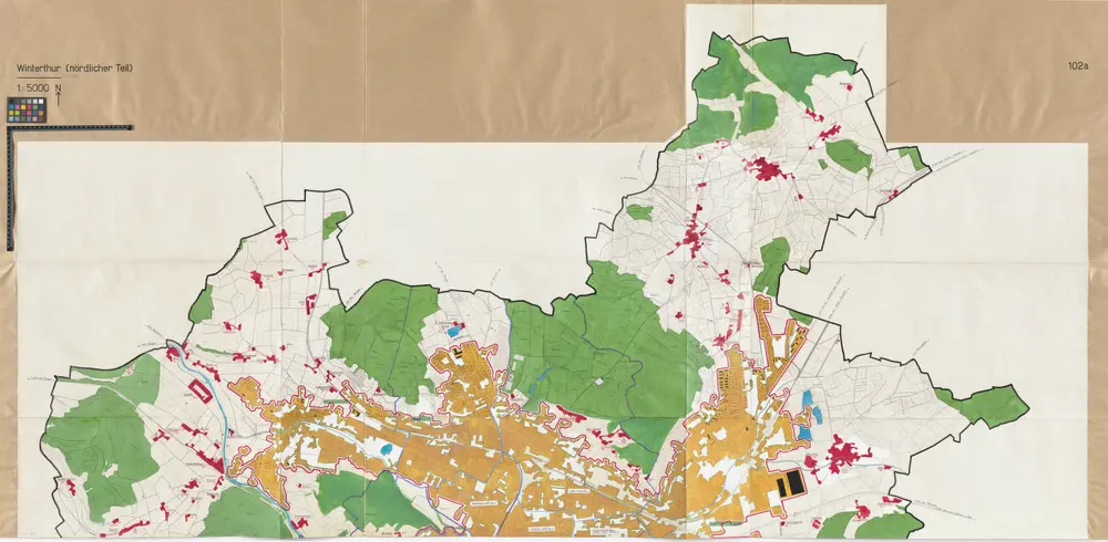 Winterthur: Nördlicher Teil der Definition der Siedlungen für die eidgenössische Volkszählung am 01.12.1960; Siedlungskarte Nr. 102 a