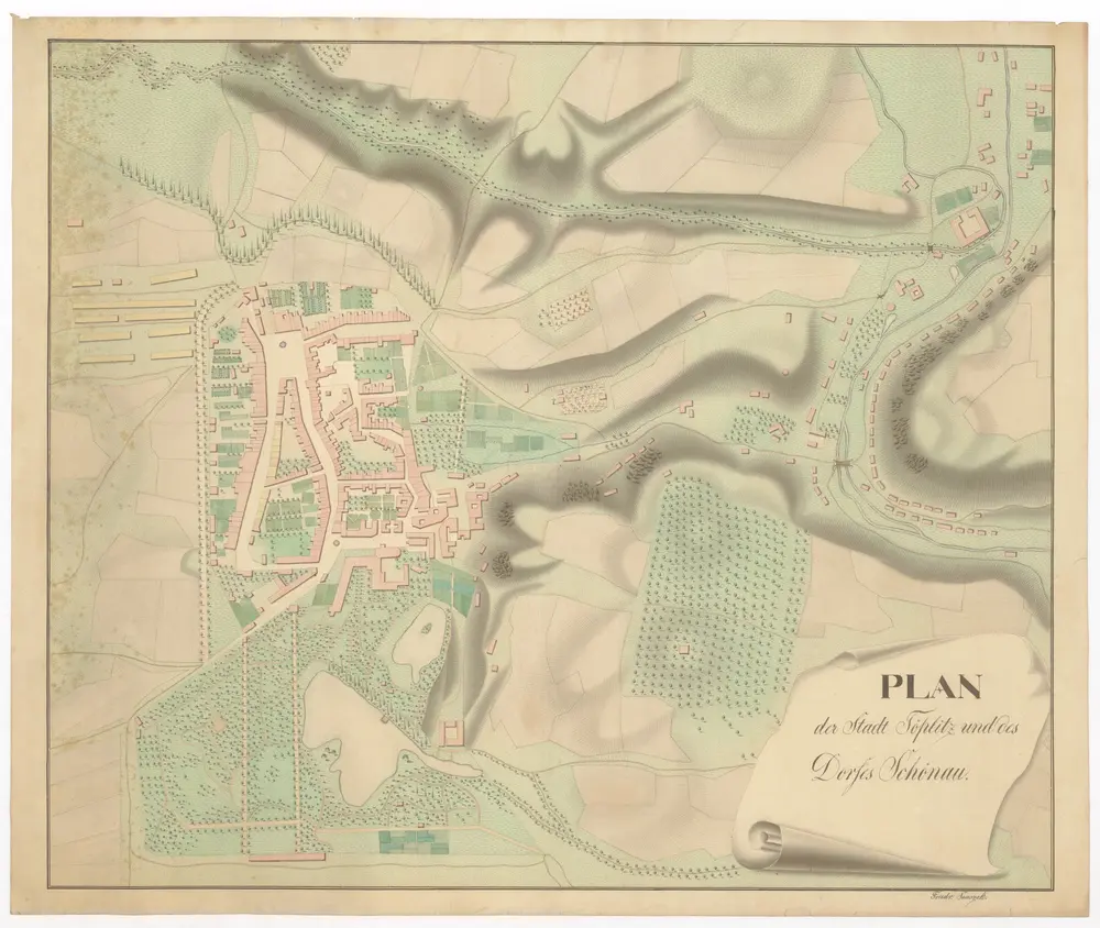 Plan der Stadt Töplitz und des Dorfes Schönau