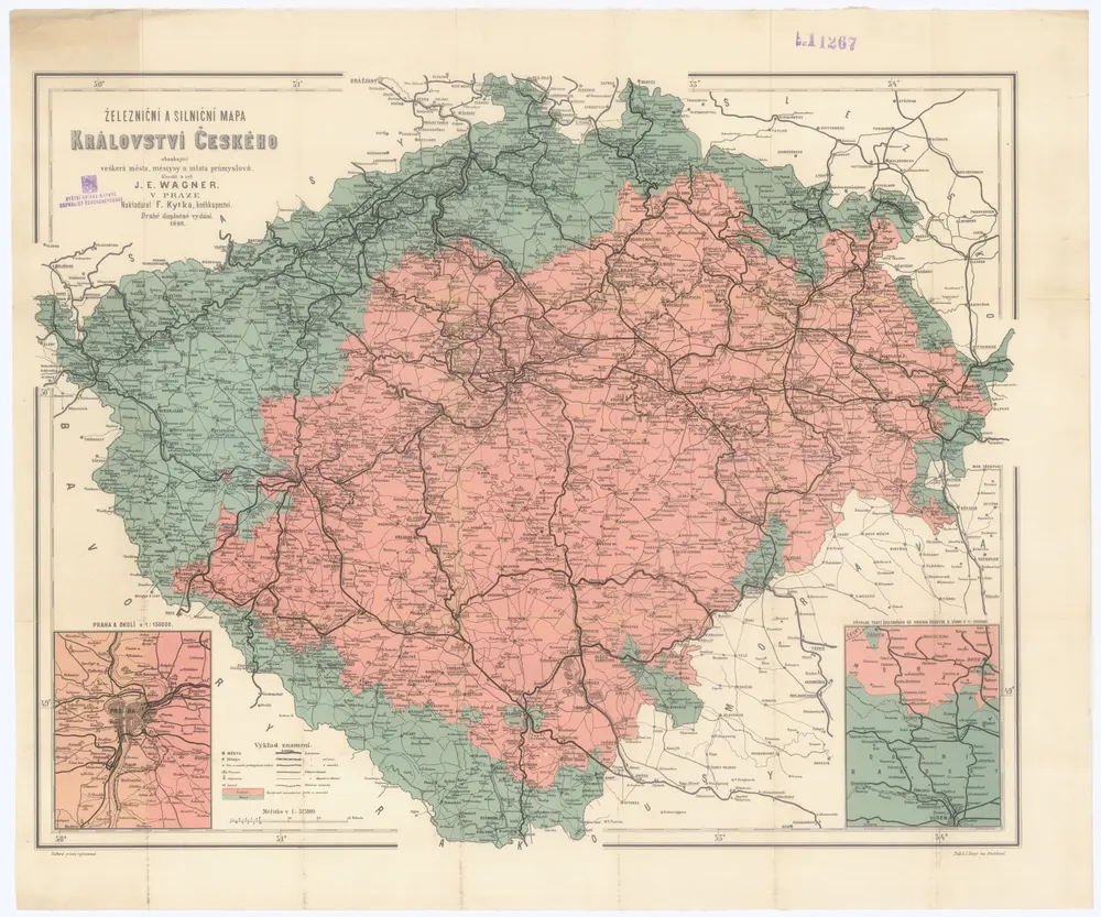 Železniční a silniční mapa Království Českého