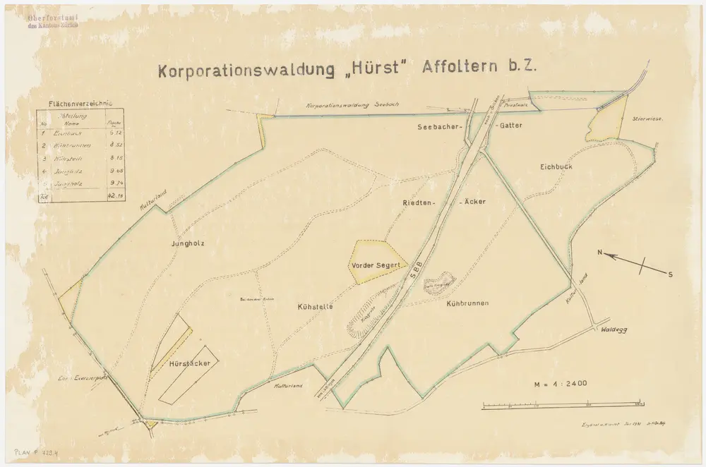 Affoltern bei Zürich: Genossenschaftswaldung Hürst: Eichbuck, Kühbrunnen, Kühstelle, Jungholz; Grundriss