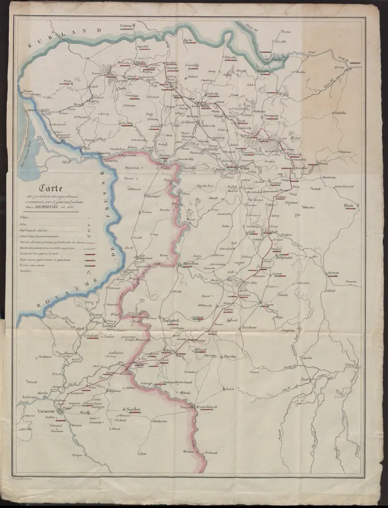 Carte des operations du corps d'armée commandé par le général polonais, Henri Dembinski en 1831