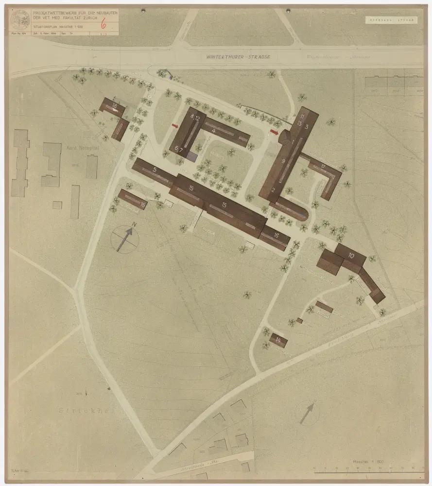 Zürich: Neubauten der Veterinär-medizinischen Fakultät der Universität auf dem Strickhofareal; Projekt 176833; Situationsplan