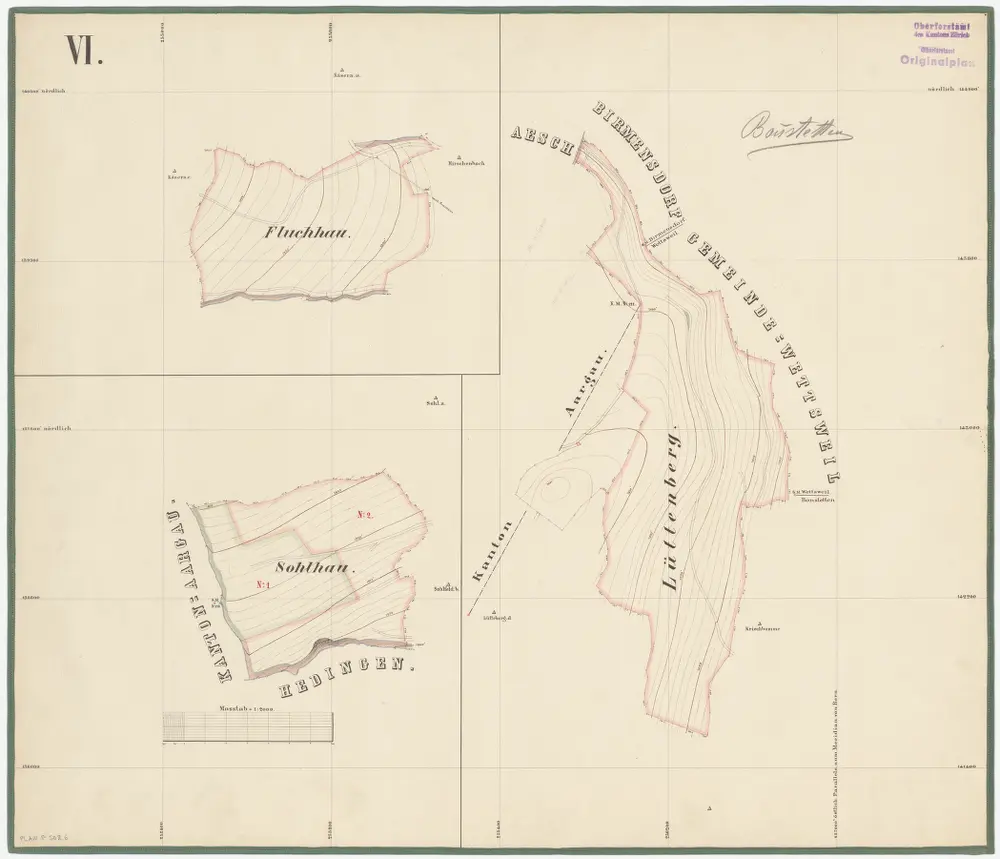 Bonstetten: Genossenschaftswaldung: Sol (Sohlhau), Fluechhau (Fluchhau), Lüttenberg; Grundrisse (Blatt VI)