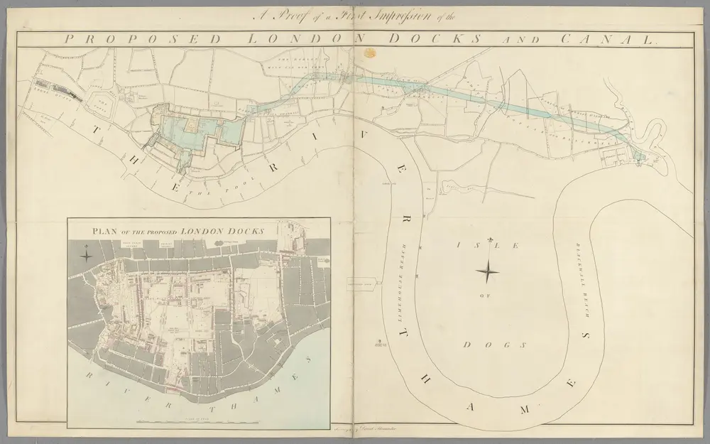 Plan of the proposed London Docks and Canal.