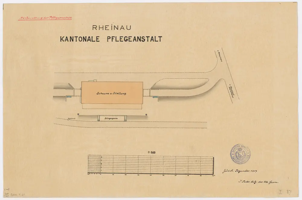 Pflegeanstalt Neu-Rheinau: Scheune und Stallung; Grundriss