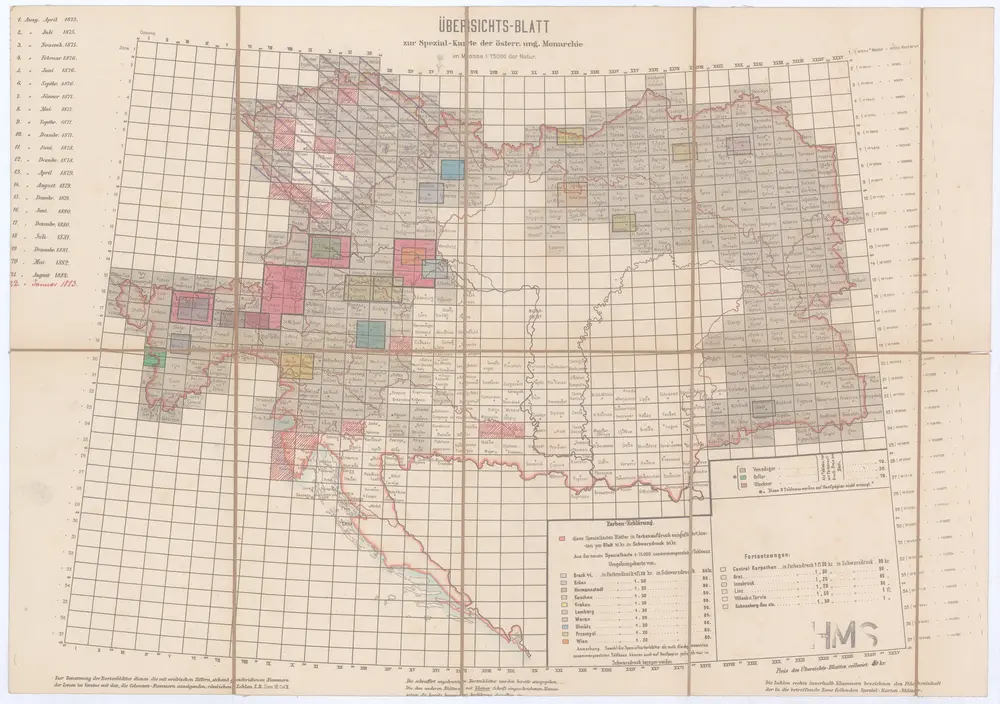 Übersichts-Blatt zur Spezial-Karte der österr[eichisch] ung[arischen] Monarchie