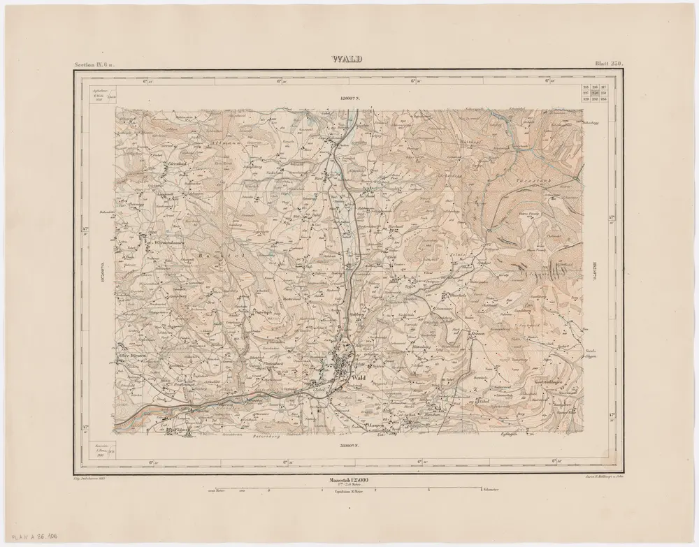 Topographischer Atlas der Schweiz (Siegfried-Karte): Den Kanton Zürich betreffende Blätter: Blatt 230: Wald