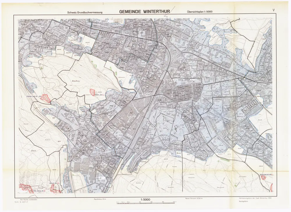 Winterthur: Definition der Siedlungen für die eidgenössische Volkszählung am 01.12.1970; Siedlungskarten: Teilkarte V