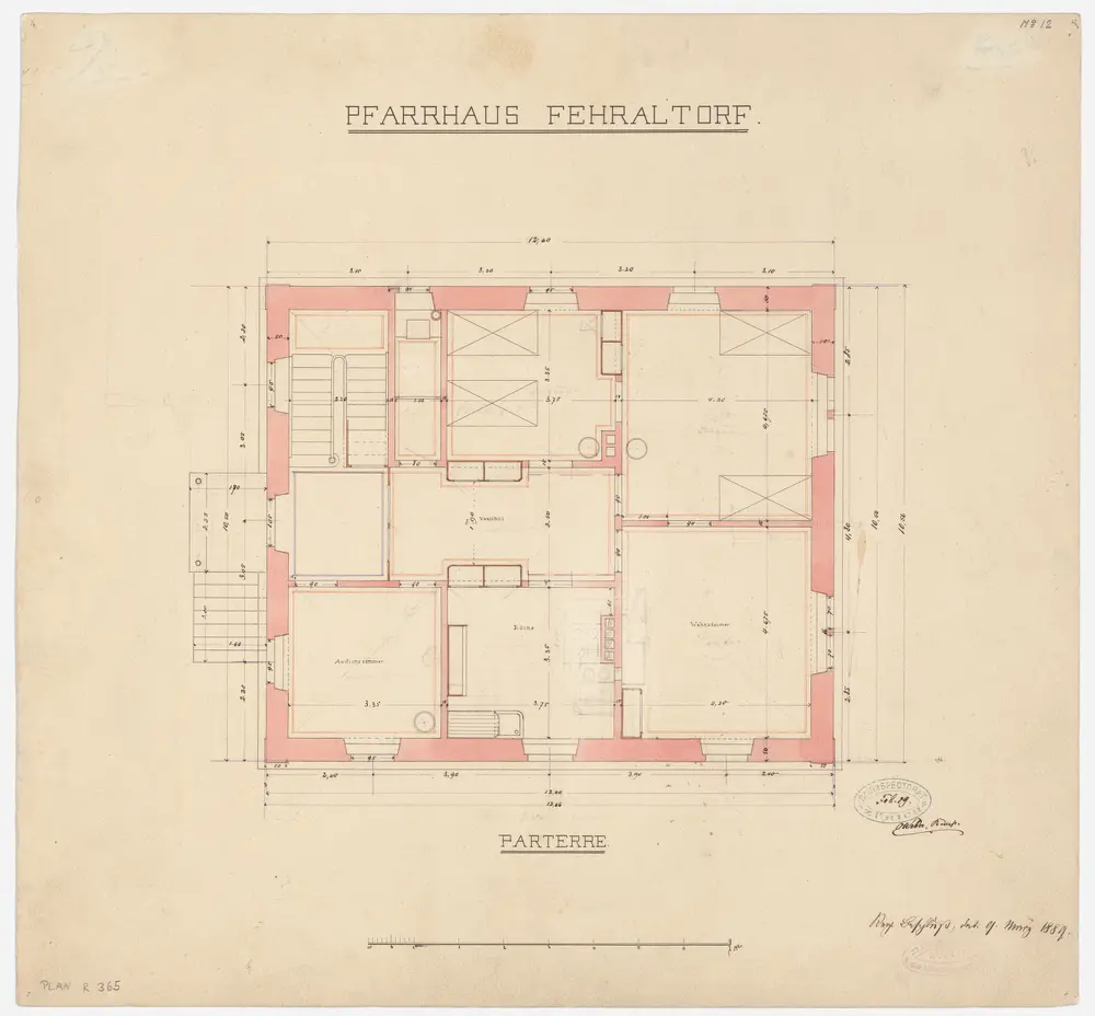 Fehraltorf: Neues Pfarrhaus, Erdgeschoss; Grundriss (Nr. 12)