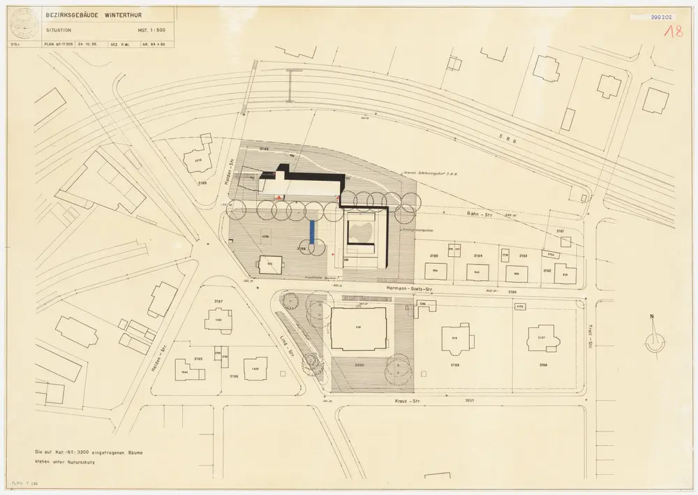 Winterthur: Bezirksgebäude mit Gebäude der Bezirksanwaltschaft und der Kantonspolizei, Gefängnis und Polizistenwohnungen; Projekt 299202; Situationsplan