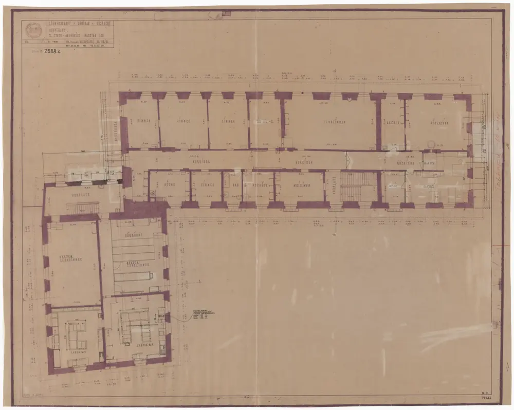 Küsnacht: Seminar, Haupthaus: 2. Stock; Grundriss