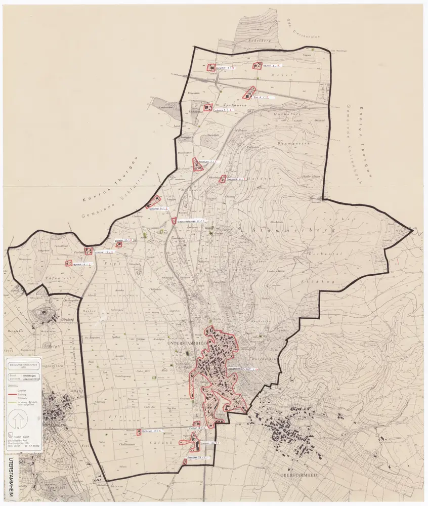 Unterstammheim: Definition der Siedlungen für die eidgenössische Volkszählung am 01.12.1970; Siedlungskarte
