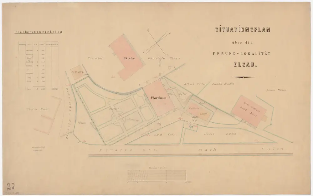 Elsau: Pfrundlokalität mit Kirche, Pfarrhaus und Umgebung; Grundriss