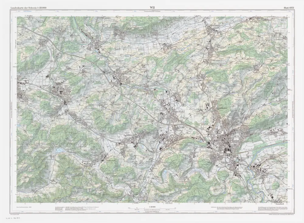 Landeskarte der Schweiz 1 : 25000: Den Kanton Zürich betreffende Blätter: Blatt 1073: Wil SG