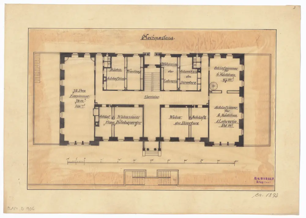 Blinden- und Taubstummenanstalt, Künstlergasse: Aufbau-Studie; Erdgeschoss; Grundriss